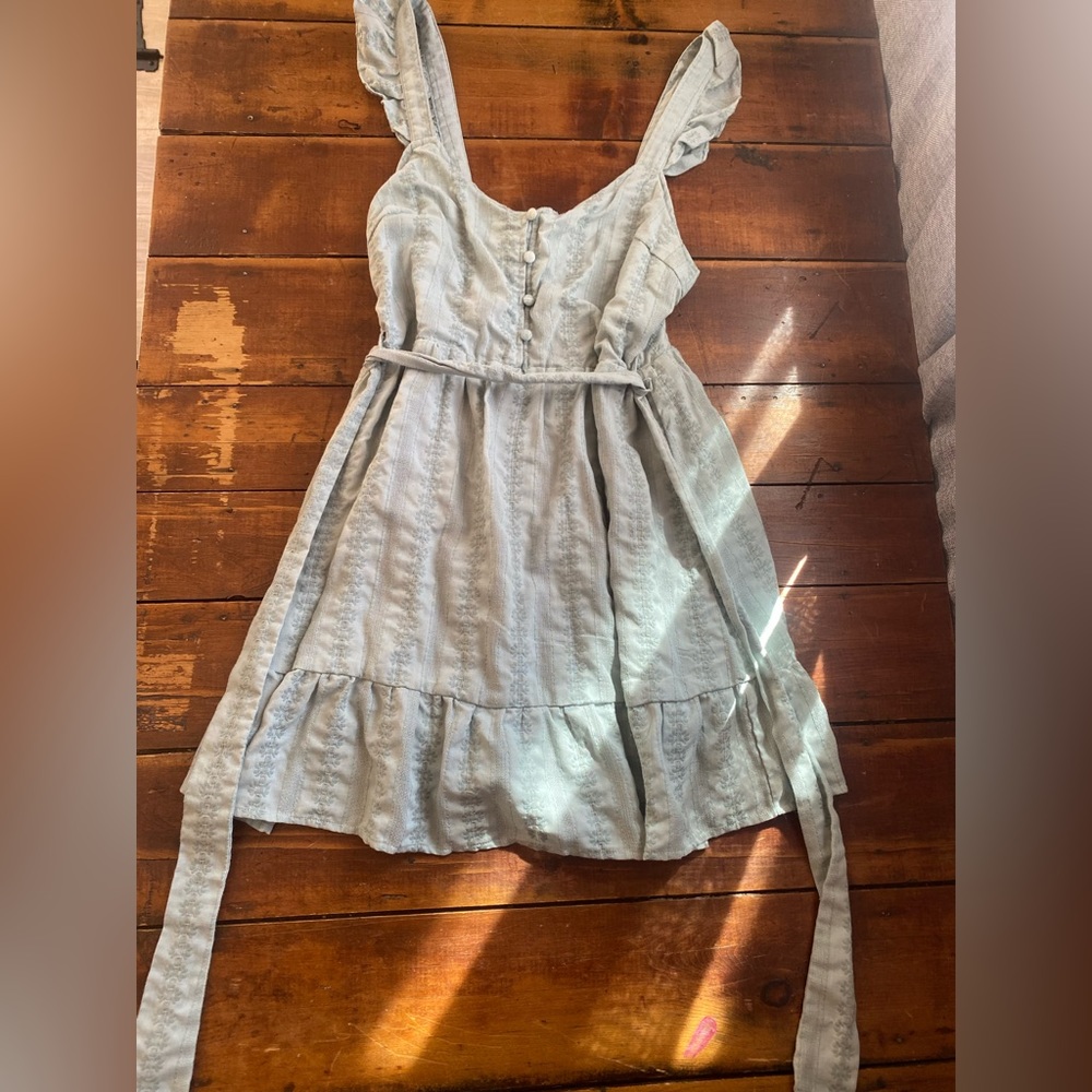 Blue Ruffle Mini Dress Country Style